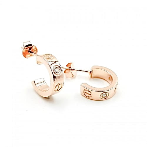 Argollas “Love” de Plata Bañadas en Oro Rosado