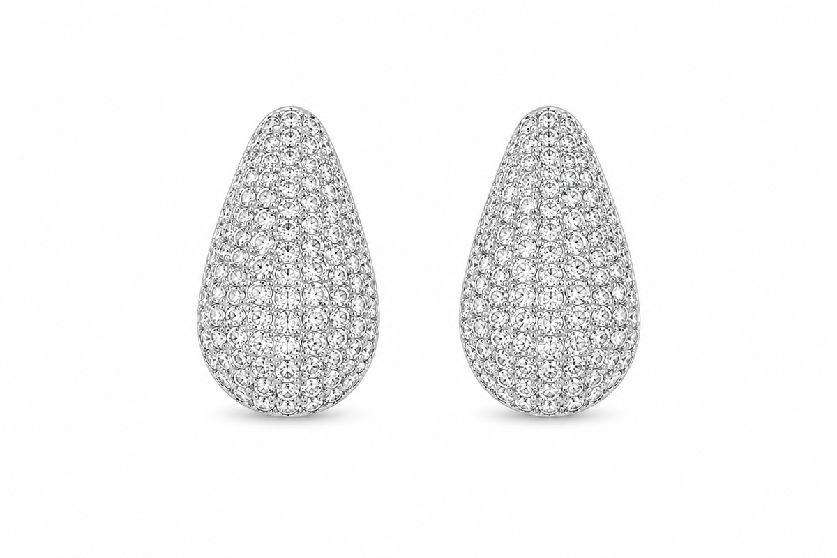 Aretes Gota Pavé Argento