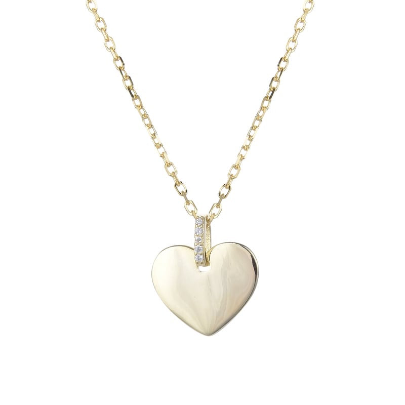 Collar de Plata Bañado en Oro con Corazon Liso