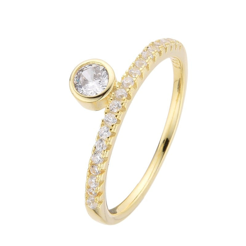 Anillo de Plata Bañado en Oro Circon en Centro