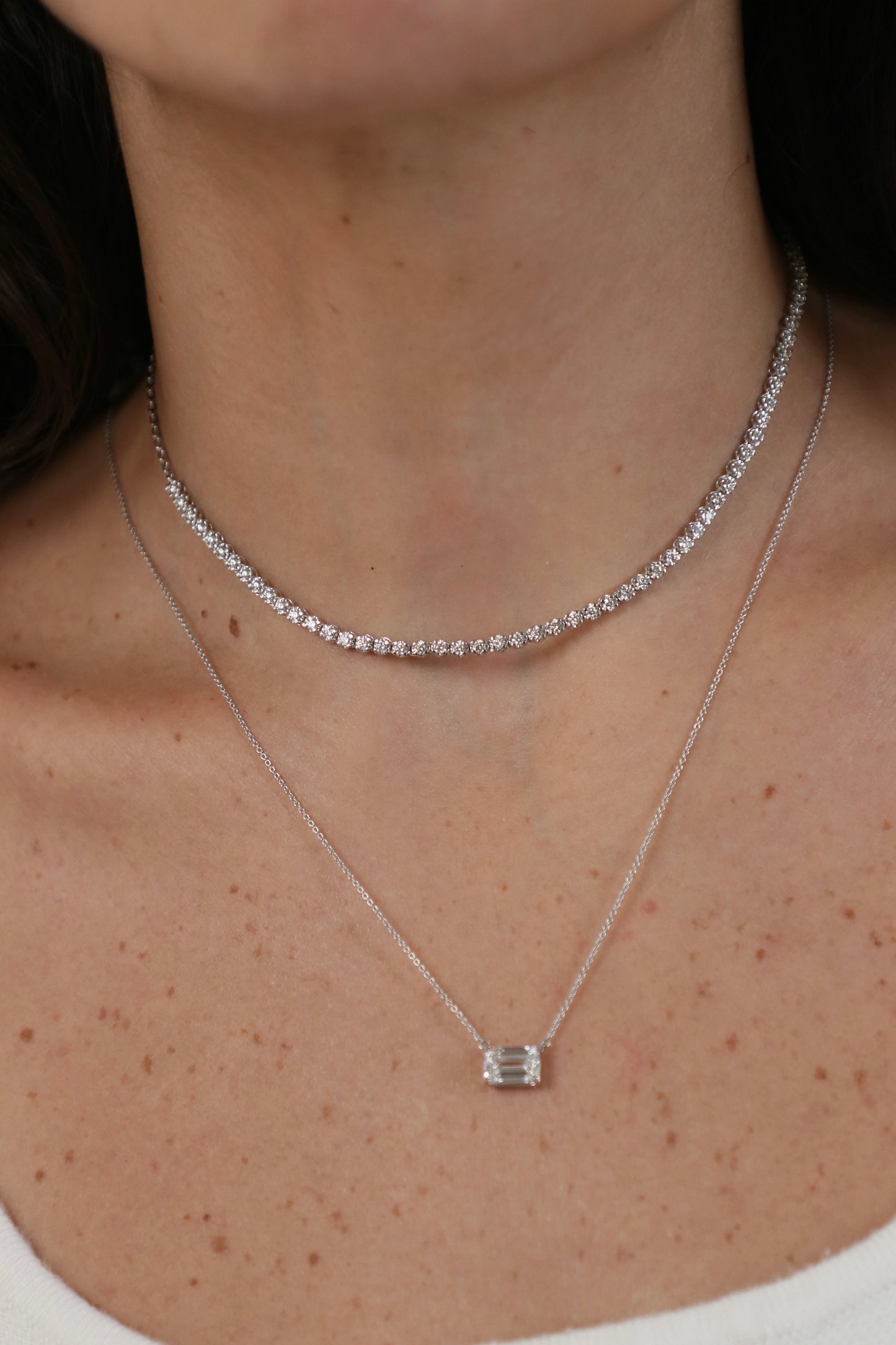 Collar Tennis de Oro blanco se 18k con Diamantes Naturales