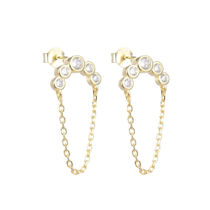 Aretes de plata bañados en oro amarillo y circones