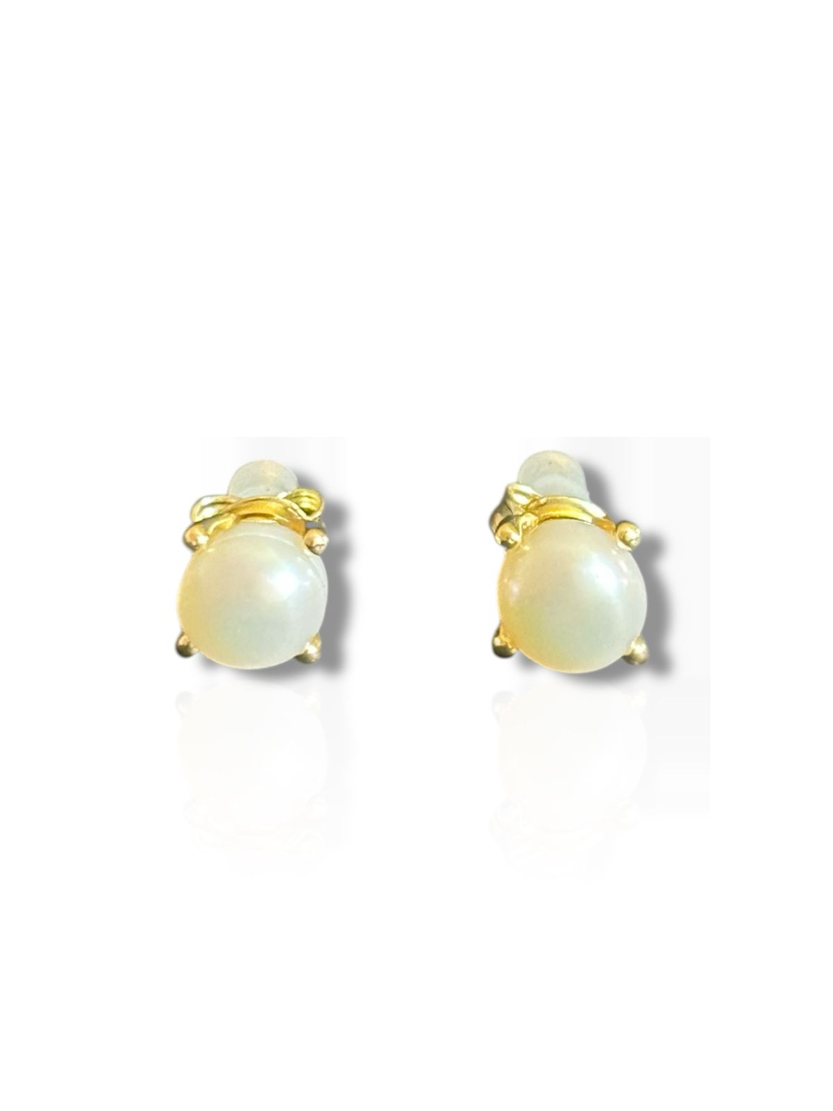 Aretes de Perla Studs de Plata Bañados en Oro