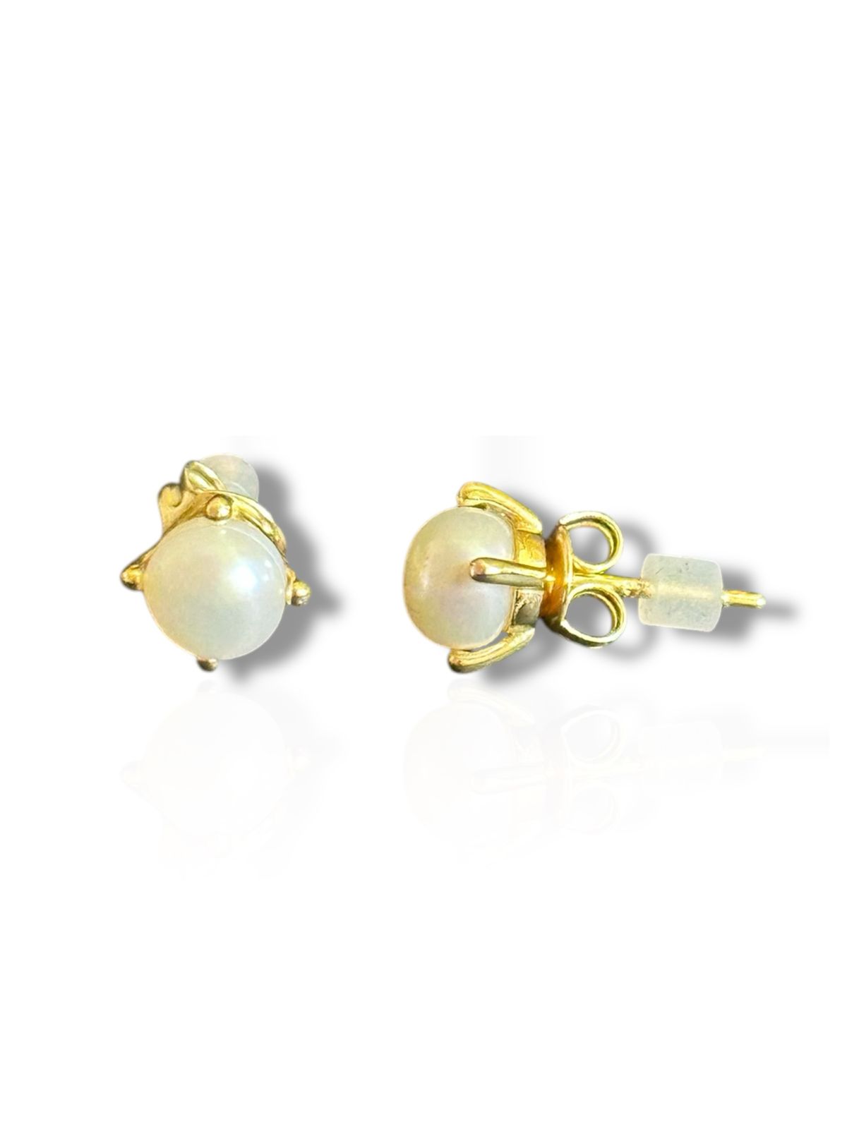 Aretes de Perla Studs de Plata Bañados en Oro