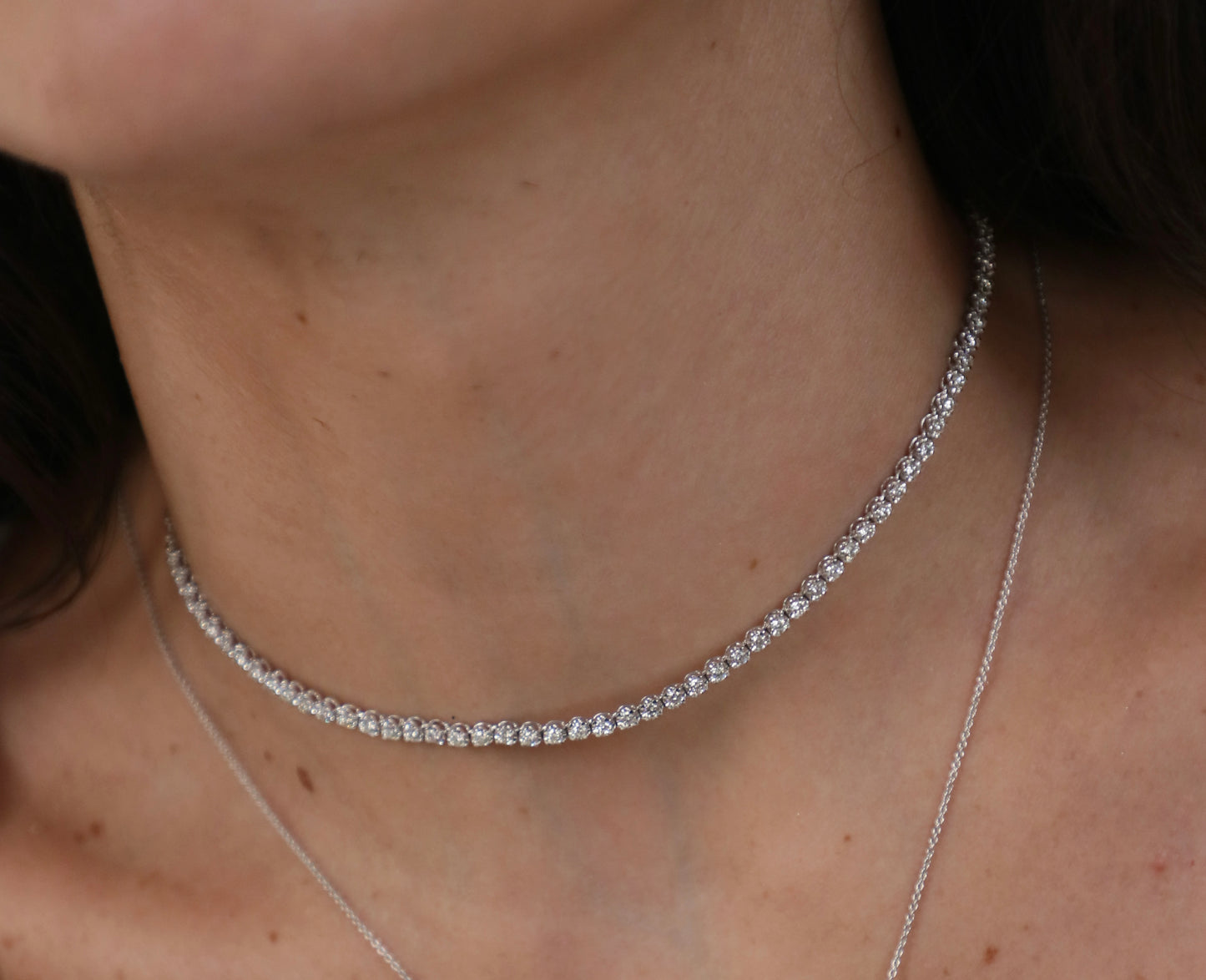 Collar Tennis de Oro blanco se 18k con Diamantes Naturales