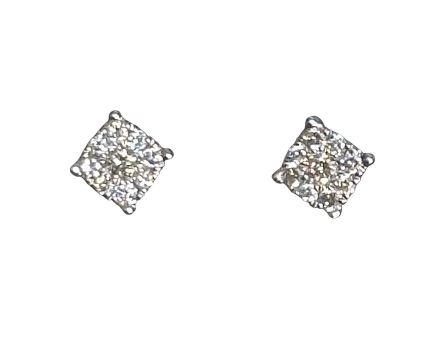 Carré Illusion – Aretes de brillantería natural en Oro Blanco 18K