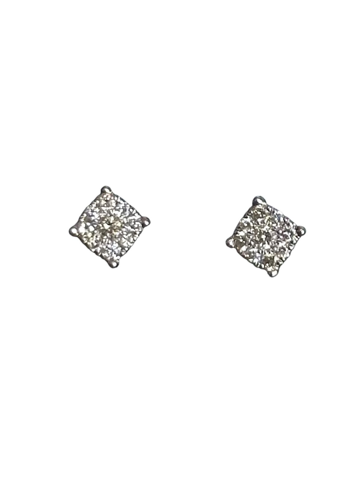 Carré Illusion – Aretes de brillantería natural en Oro Blanco 18K