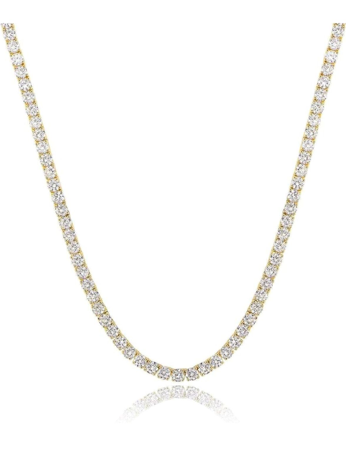 Classic Gold Plated Silver Tenis necklace 16mm