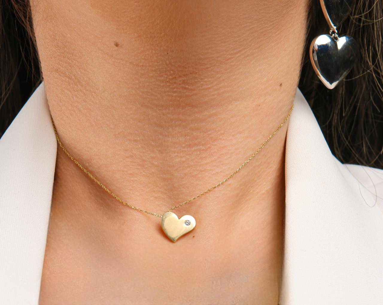 Collar de corazon de oro en 10k