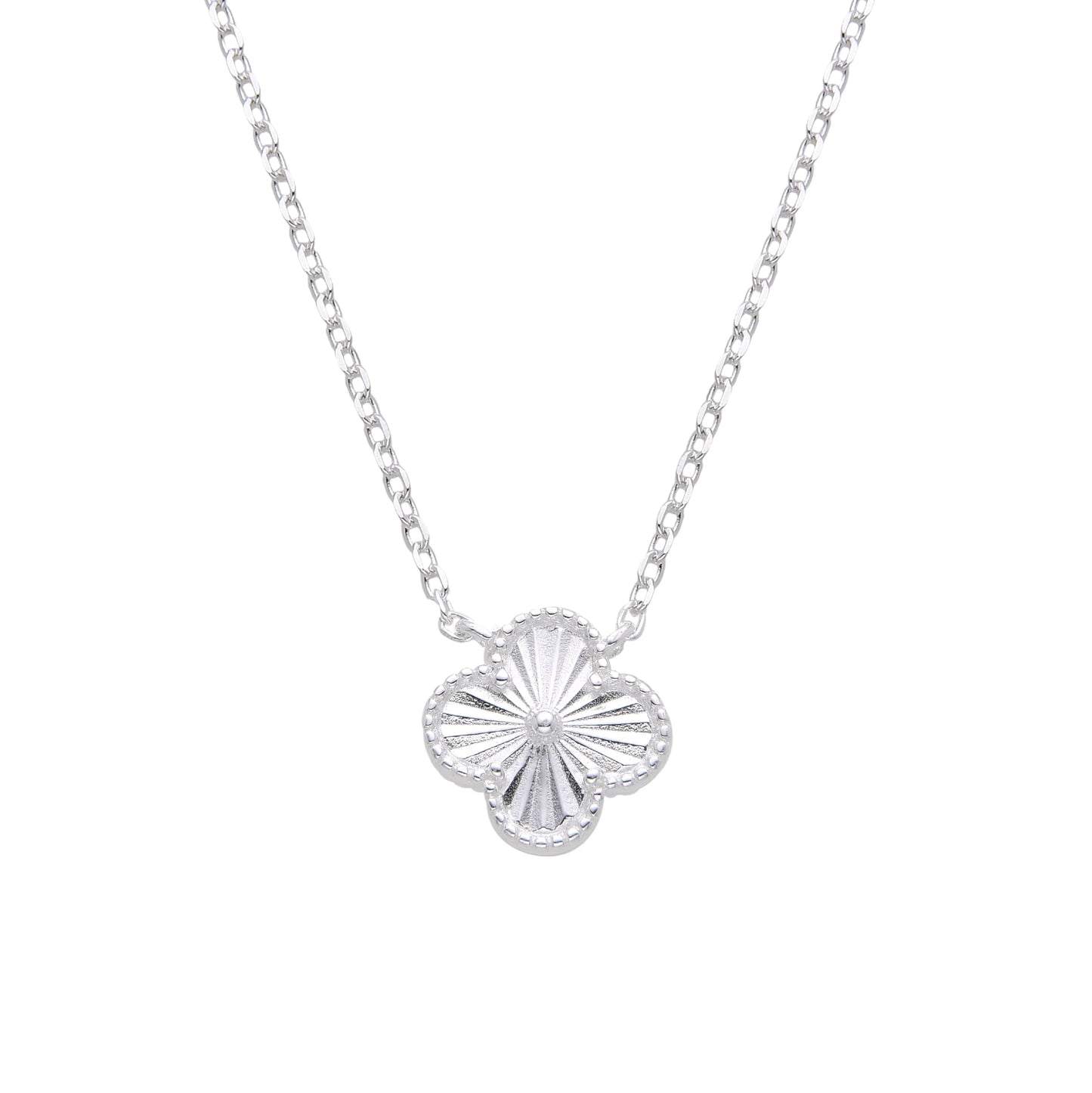 Collar de Plata925 con Pendiente en Centro De Trébol