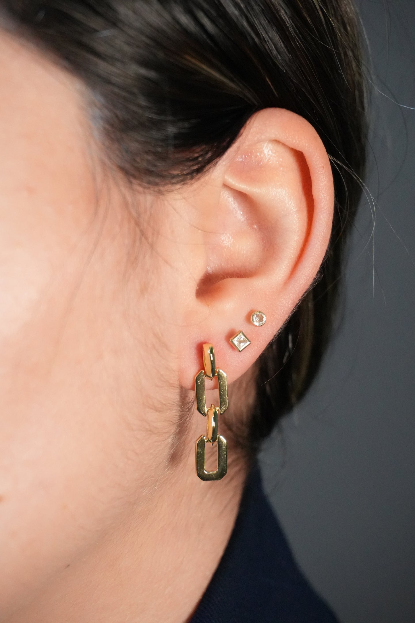 Aretes largos de Clip de Plata bañados en Oro