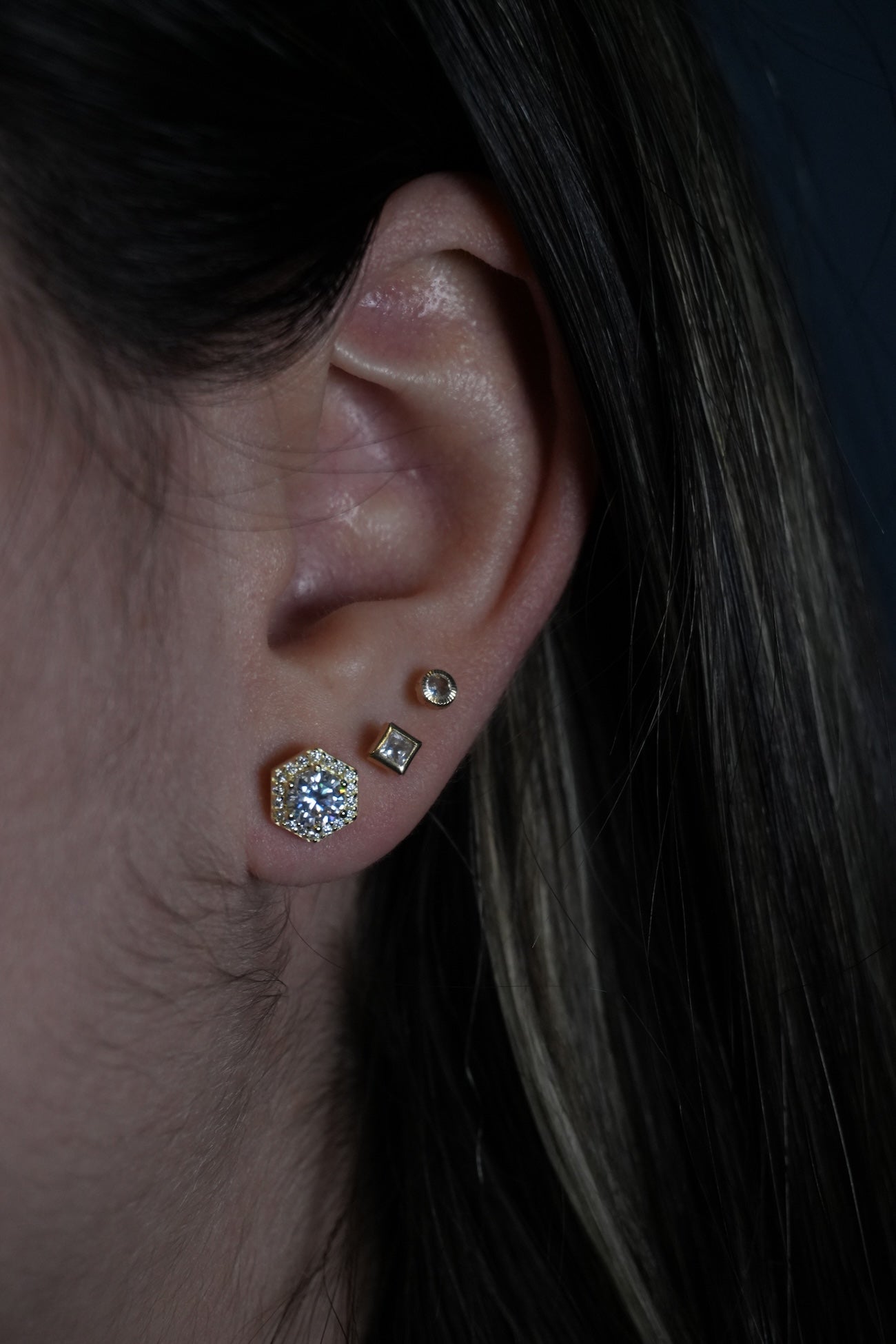 Studs Moissanitas con Baño de oro 1.18ct