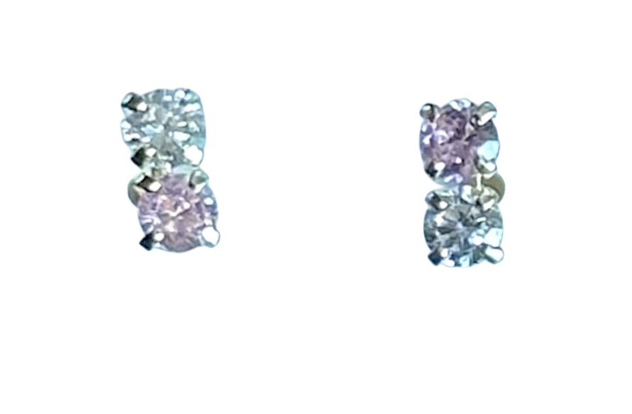 Duo brillante rosé en Oro de 14 kilates – Aretes de rosca