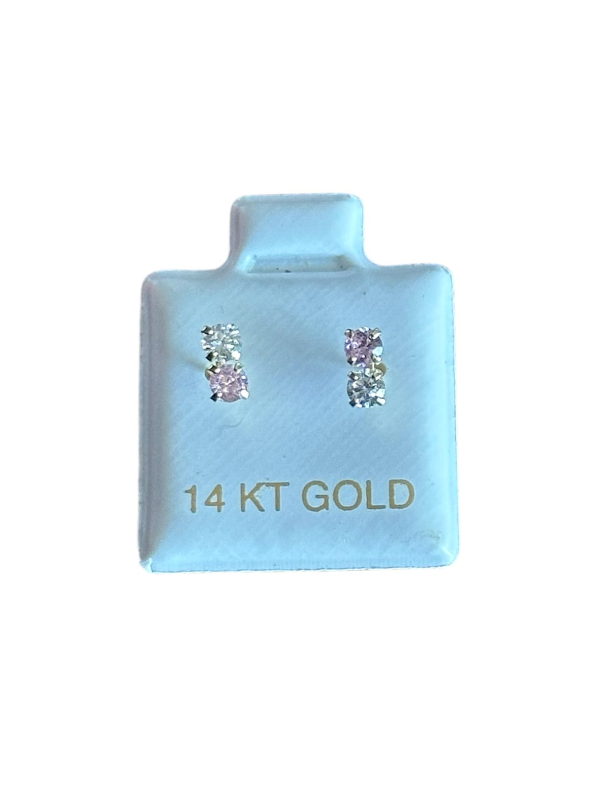Duo brillante rosé en Oro de 14 kilates – Aretes de rosca