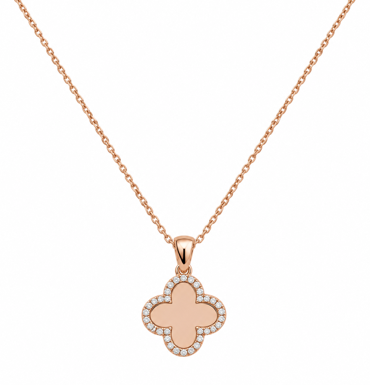 Rose Gold Flower" Collar de Plata bañado en Oro Rosado de 18K