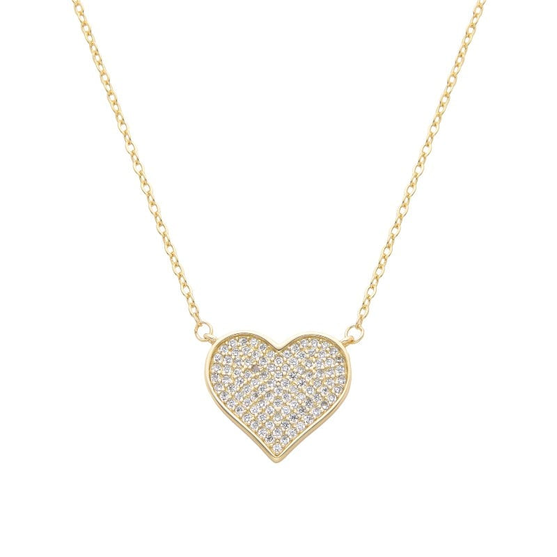 Collar de plata bañado en oro de 18K “Corazon en Pavee”