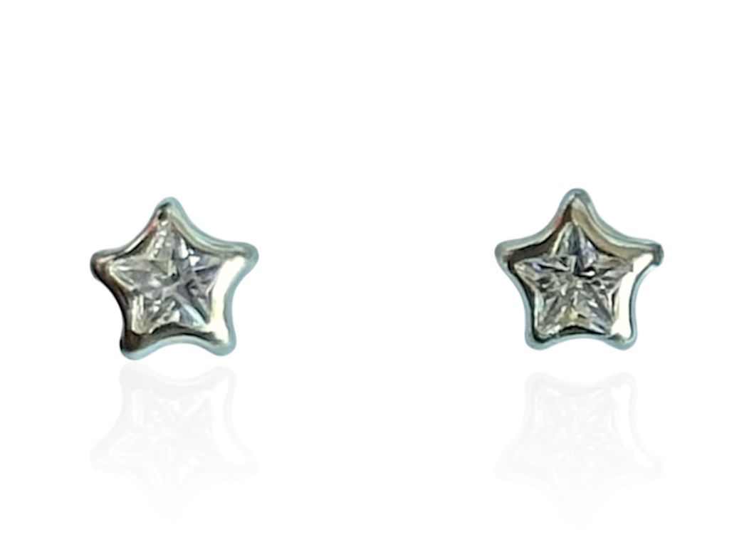 Estrellitas brillantes en Oro de 14 kilates – Aretes de rosca