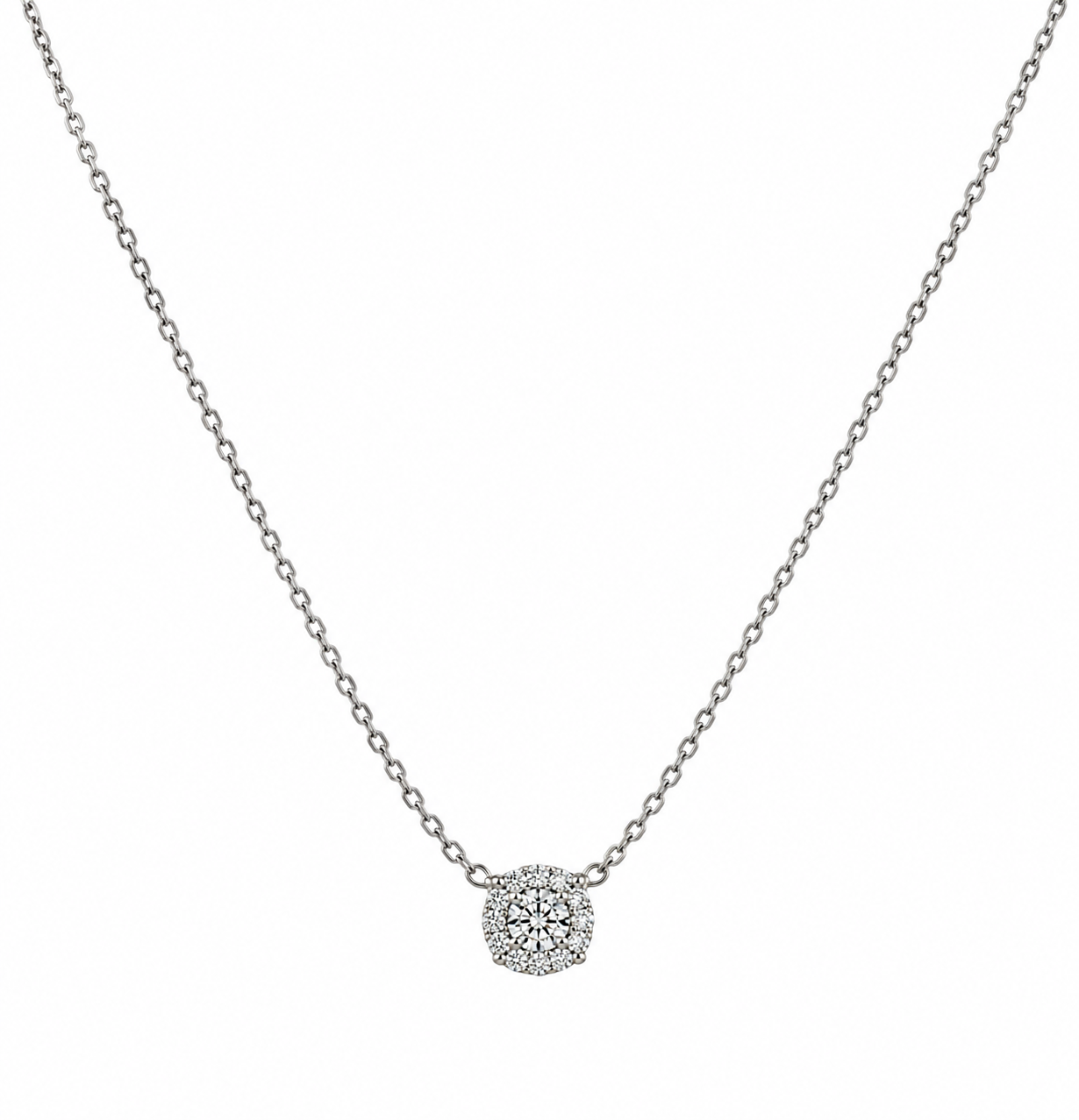 Solitario Éclat – Collar con dije de diamantes naturales en diseño Illusion en Oro Blanco 18K