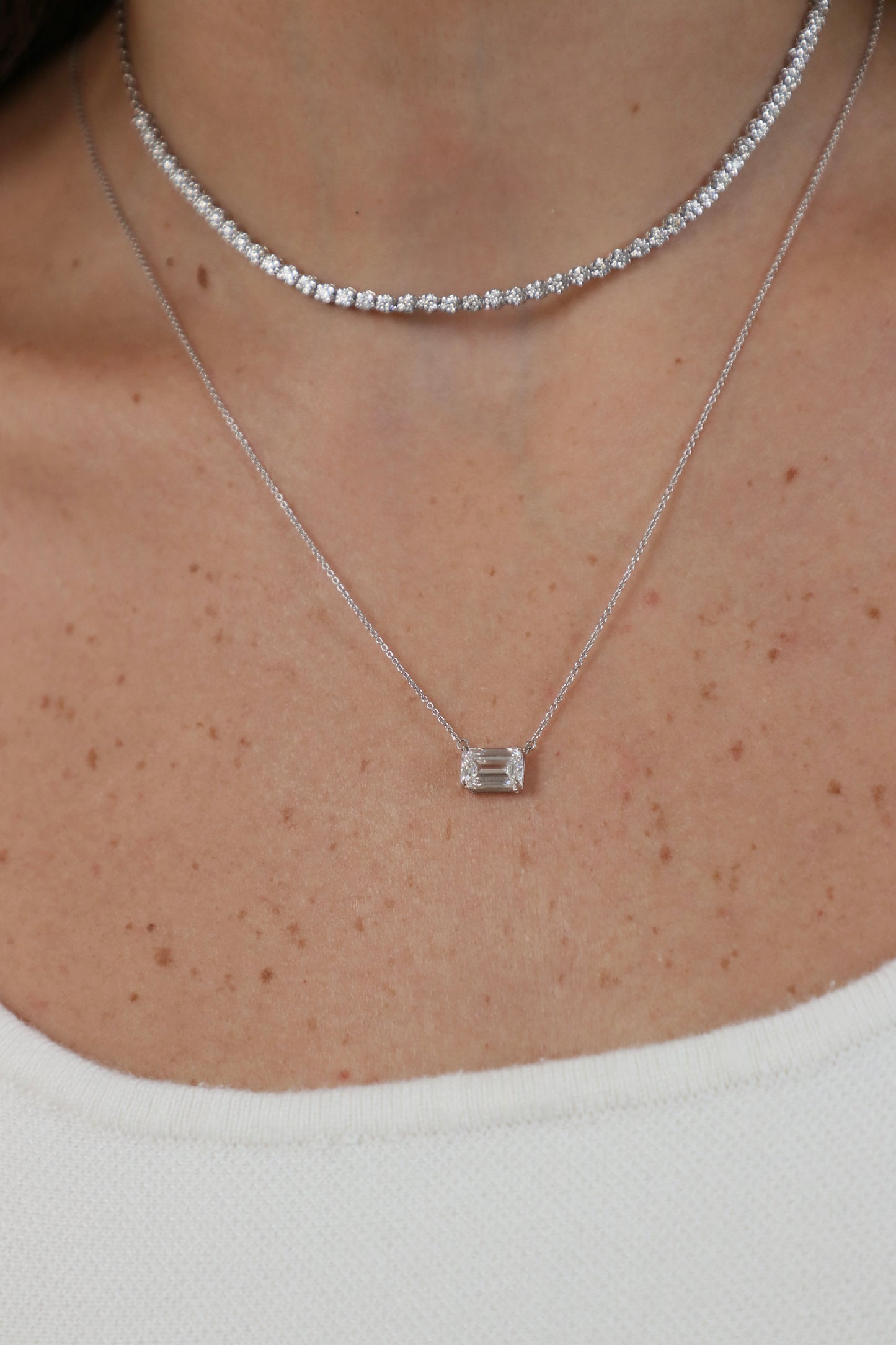 Collar Tennis de Oro blanco se 18k con Diamantes Naturales