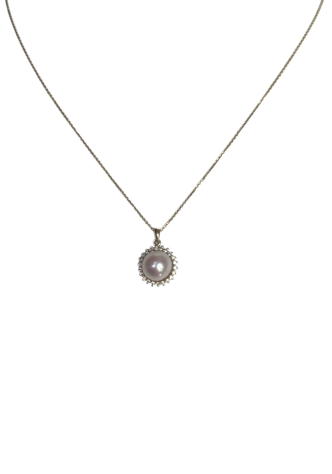 Perla Royale – Collar y dije de perla natural con diamantes naturales en Oro Amarillo 18K