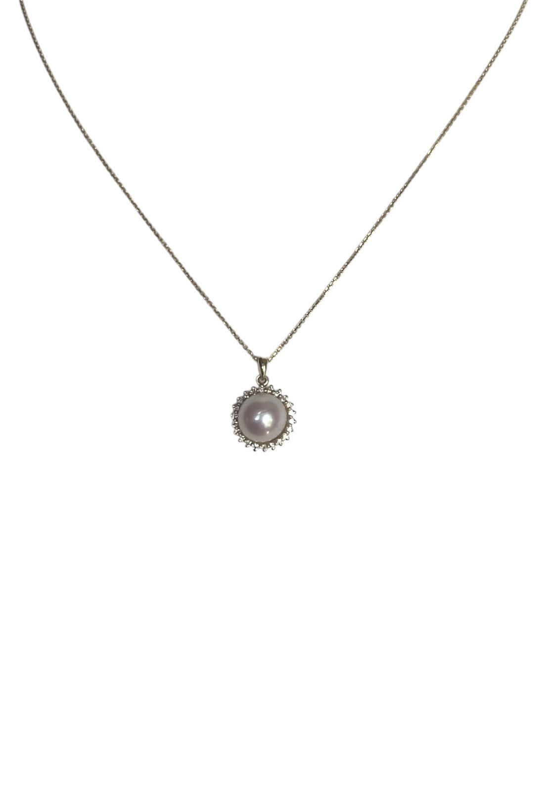 Perla Royale – Collar y dije de perla natural con diamantes naturales en Oro Amarillo 18K