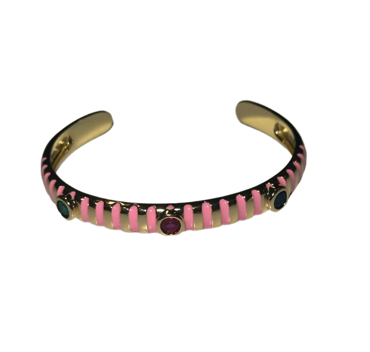 Pulsera estilo Bangle con lineas rosadas