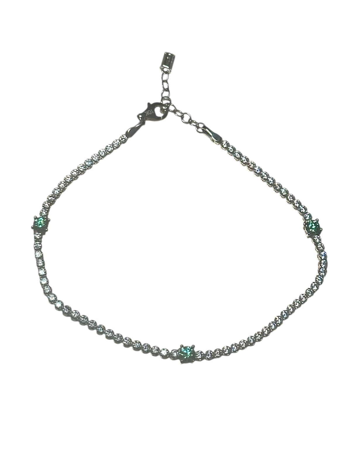 Pulsera estilo tenis con acentos esmeralda – Oro 10K