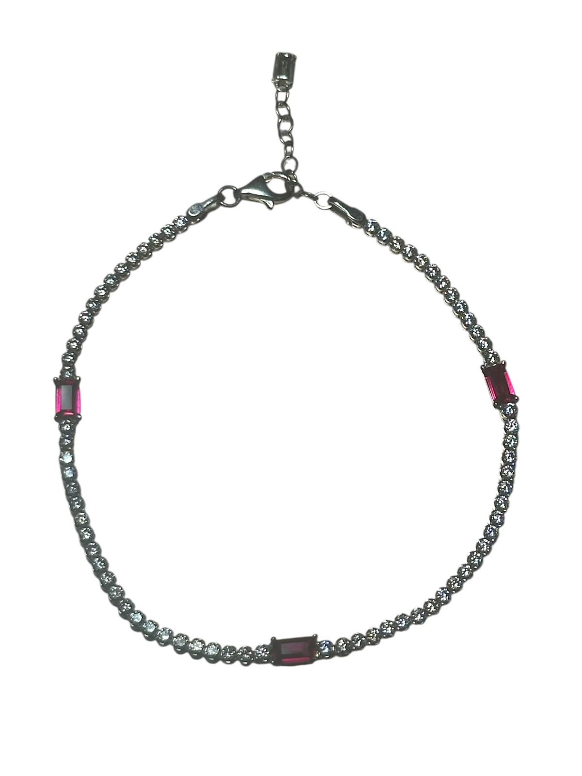 Pulsera estilo tenis con detalles rubí – Oro 10K con piedras de laboratorio