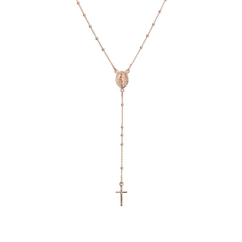 Rosario de la Milagrosa de plata, bañado en Rose Gold