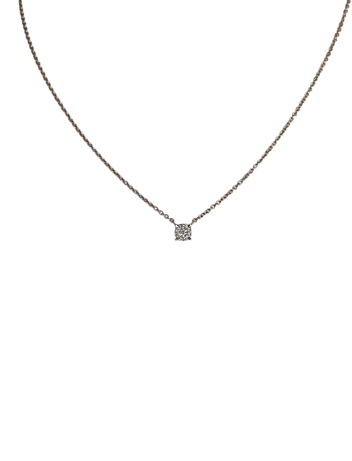 Solitario Rosé – Collar con dije de diamantes naturales en diseño Illusion en Oro Rosado 18K