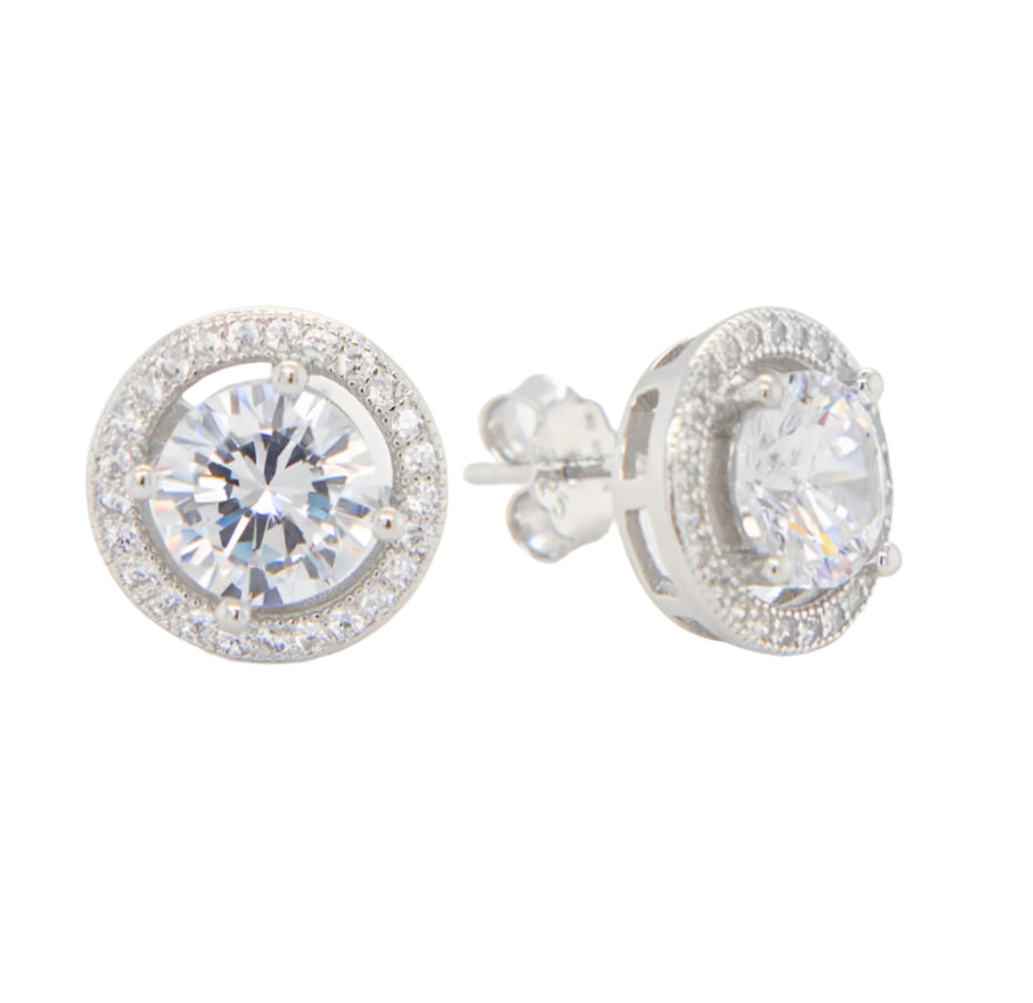 Studs de Plata Rodinada en Forma Circular