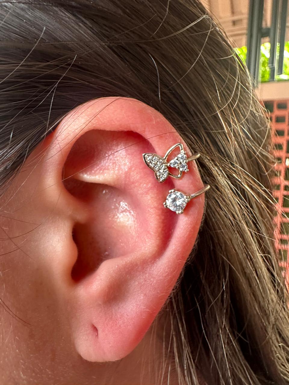 Ear cuff de Plata de Mariposs con circon