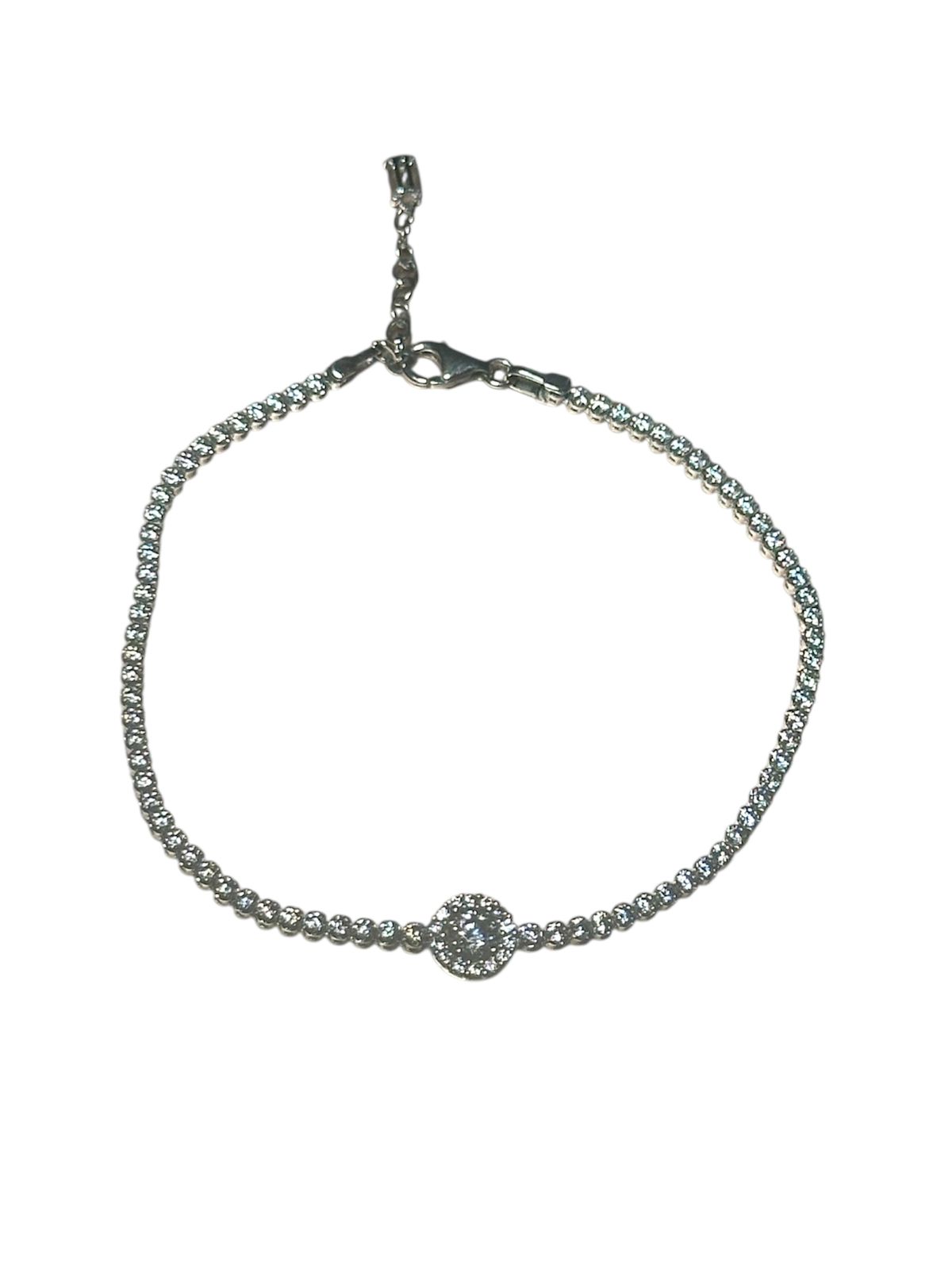 Pulsera estilo tenis con piedra central redonda – Oro 10K