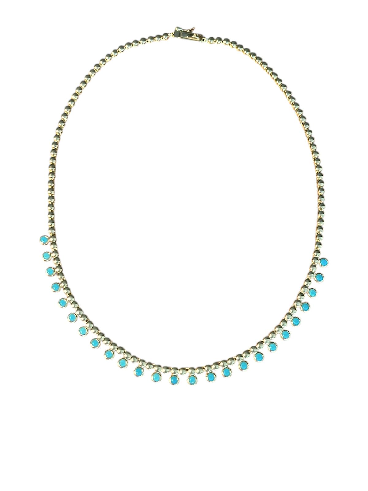 Turquoise Luxe – Collar en Plata 925 bañada en oro y rodinada con turquesas creadas en laboratorio
