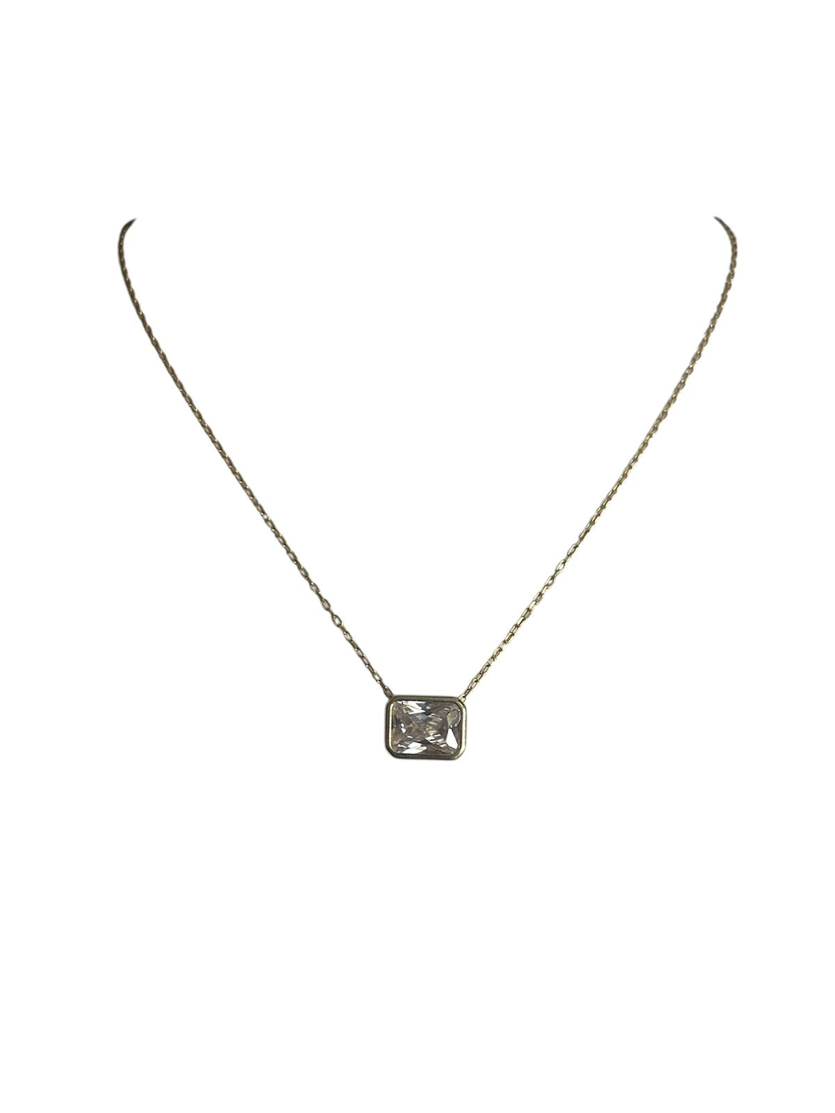 Cushion Doré – Collar en Plata 925 bañada en oro con gema de laboratorio