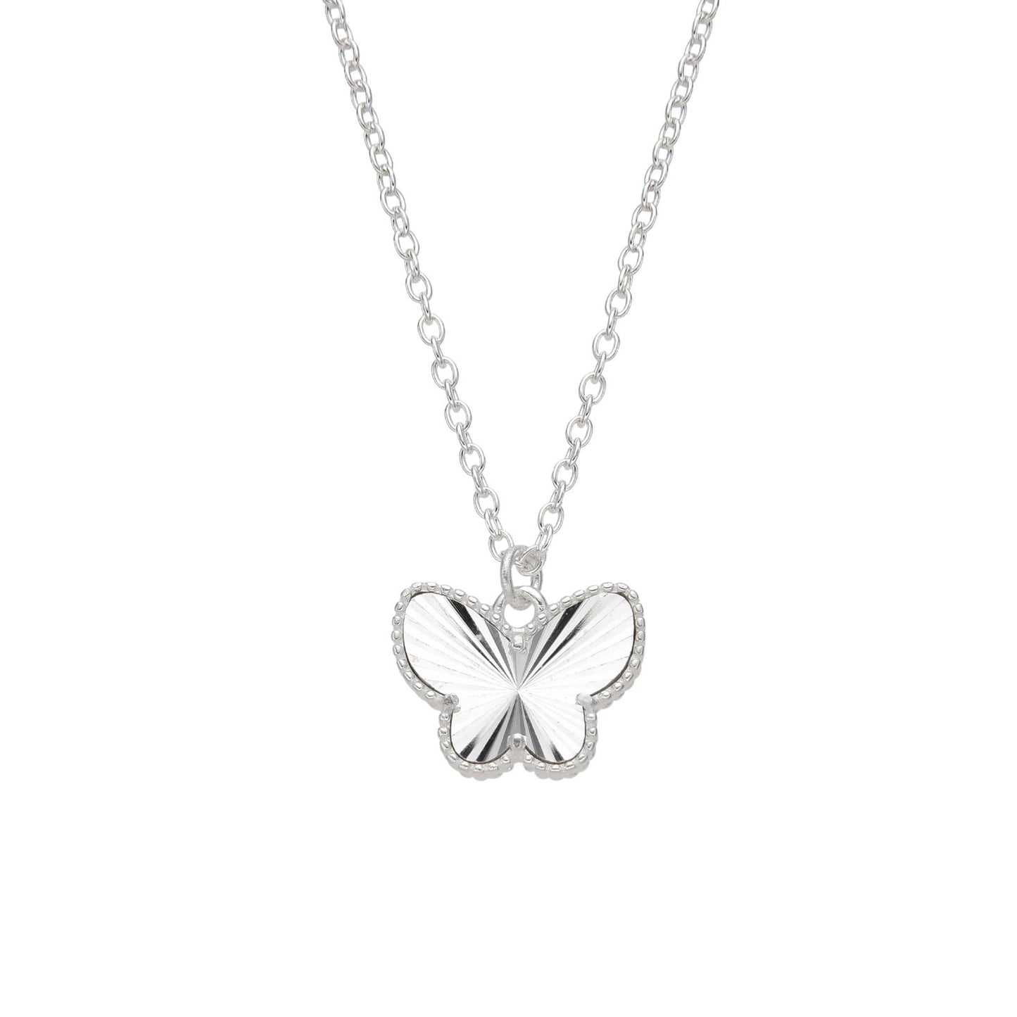 Collar de Plata con dije de mariposa diamantada