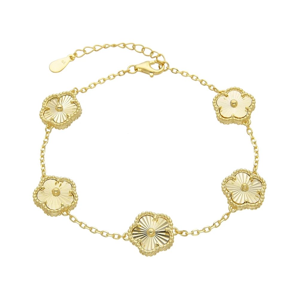 Pulsera de flores de plata bañada en oro