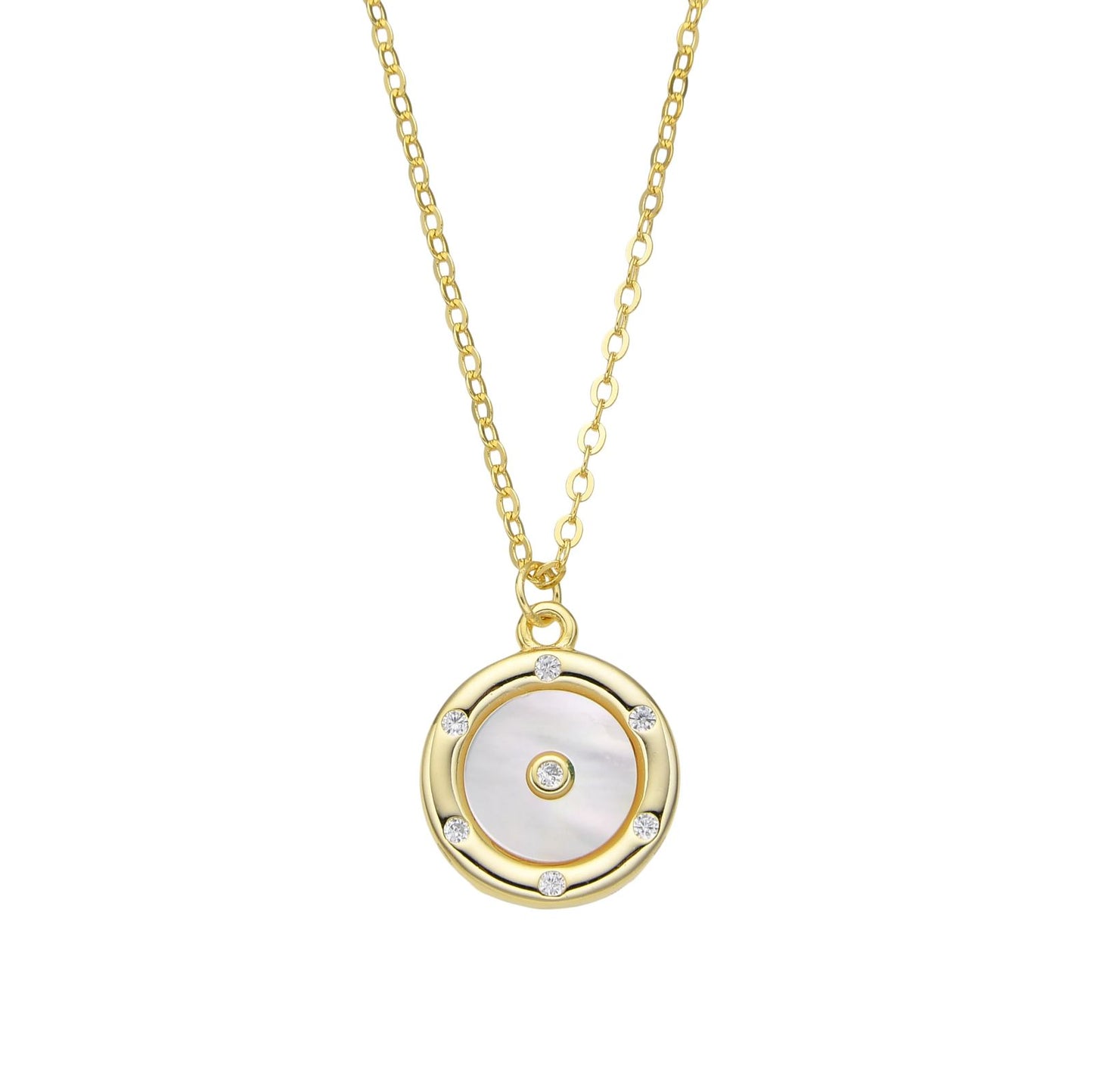 Collar de plata bañado en oro dije circular