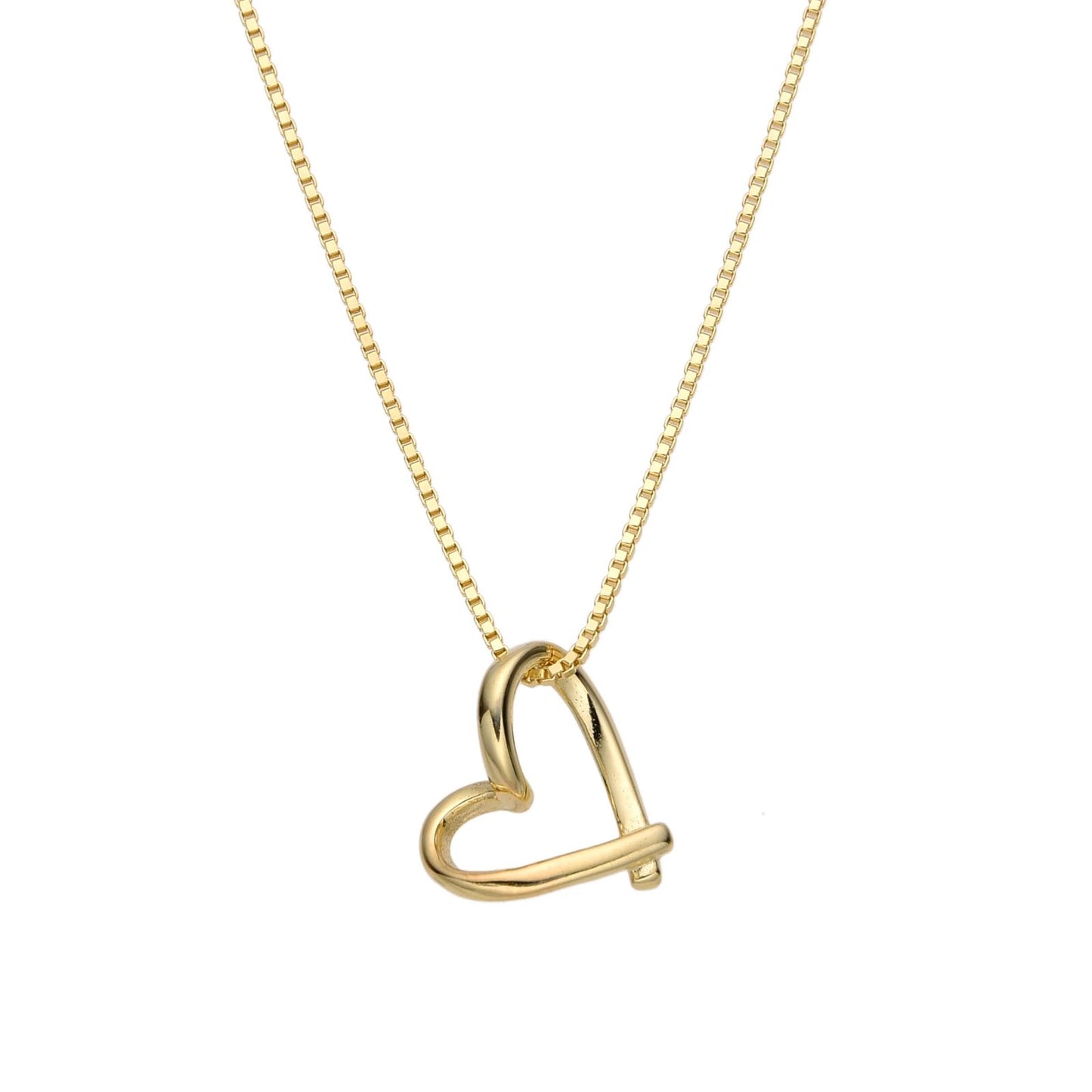 Collar de plata, bañado en oro con dije de corazón delgado
