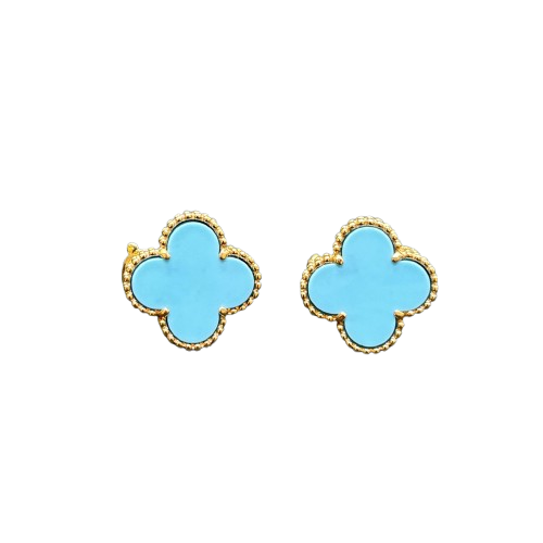 Studs pequeños de plata 925 bañada en Oro amarillo con Turquesas