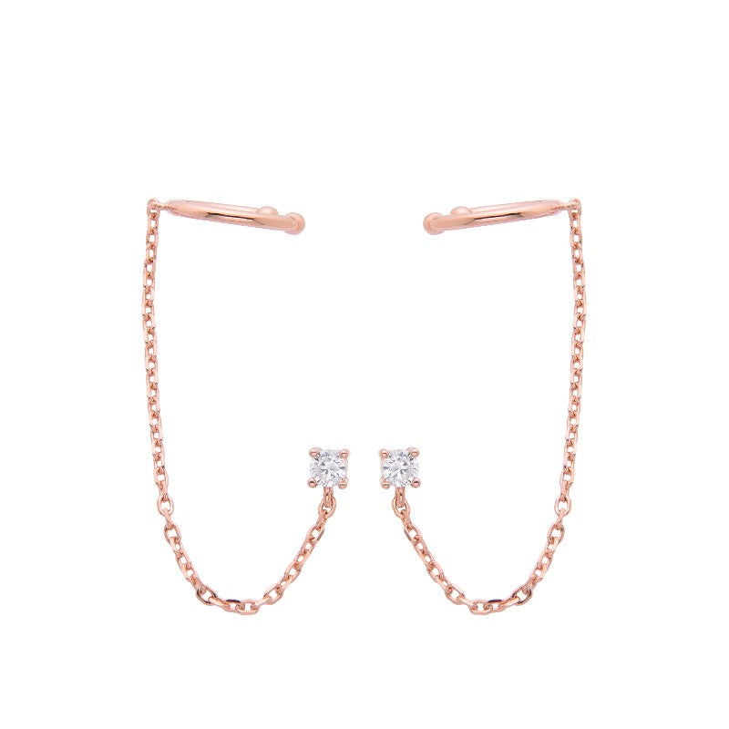 Ear Cuff Pircing de Plata Bañados en Oro Rosado