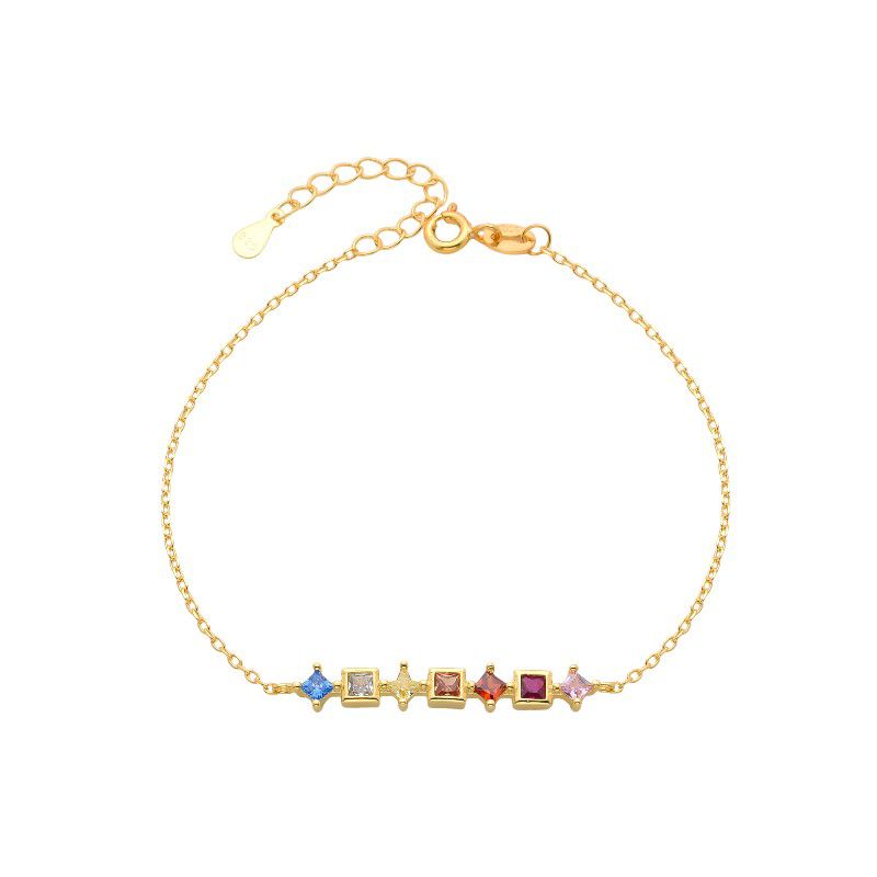 Pulsera "Estrellas de Colores" de Plata Bañado en Oro Amarillo