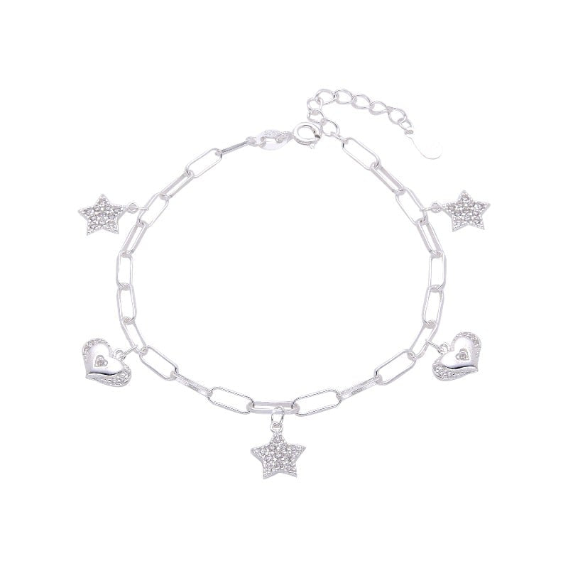 Pulsera de estrellas y corazones en plata925