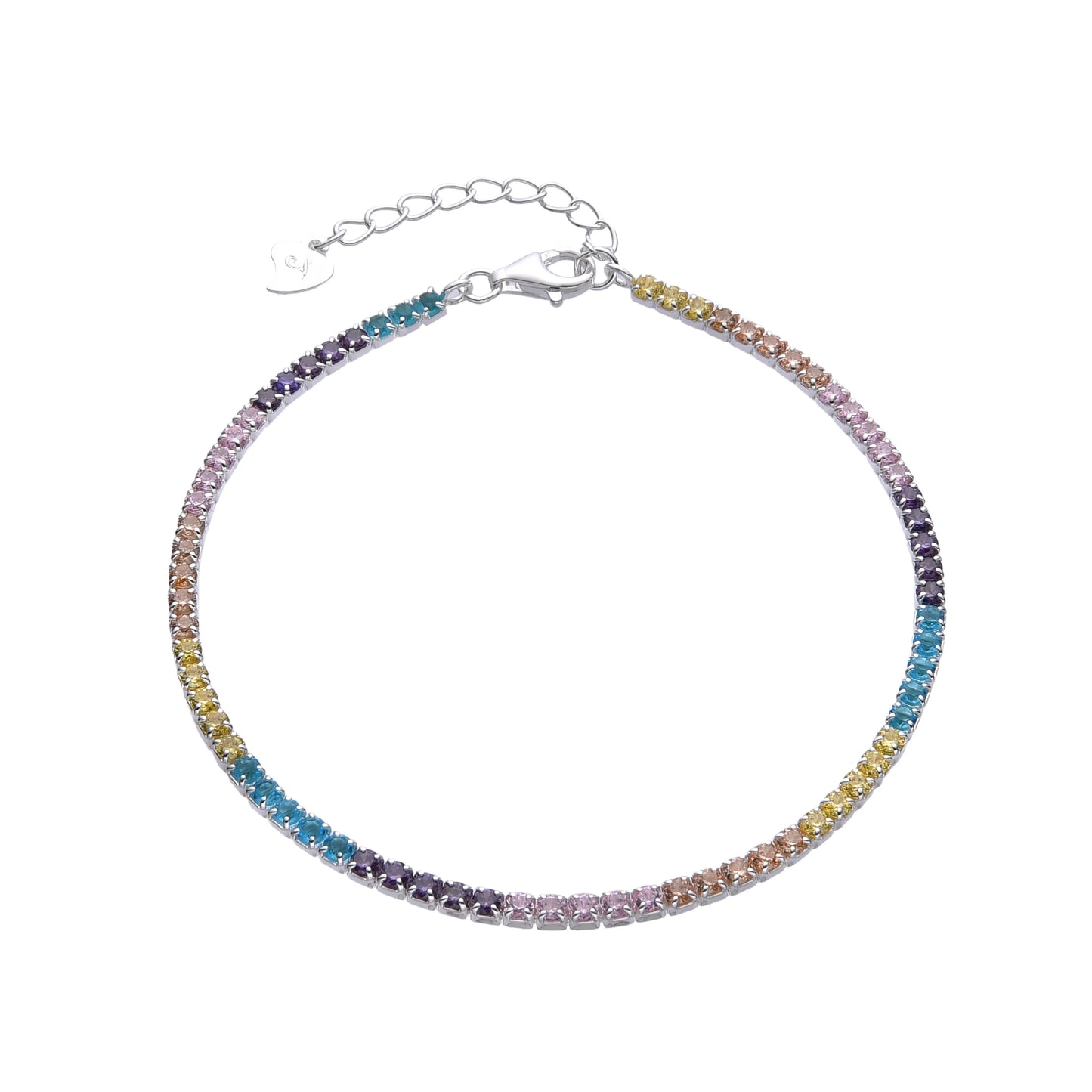 Pulsera de plata estilo tenis de colores