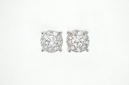 Carré Illusion – Aretes de brillantería natural en Oro Blanco 18K