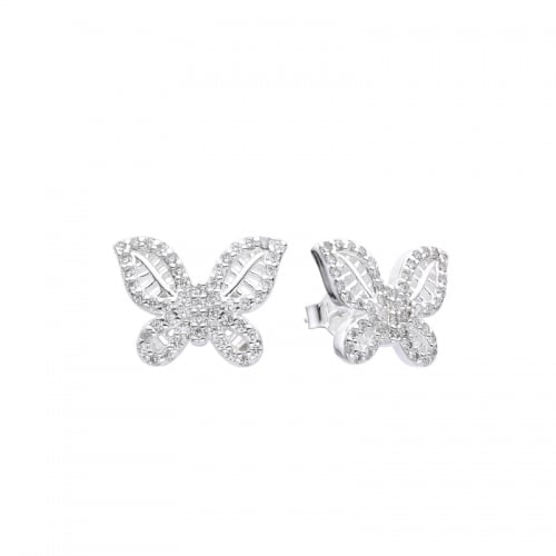 Aretes de plata en forma de mariposa con circones