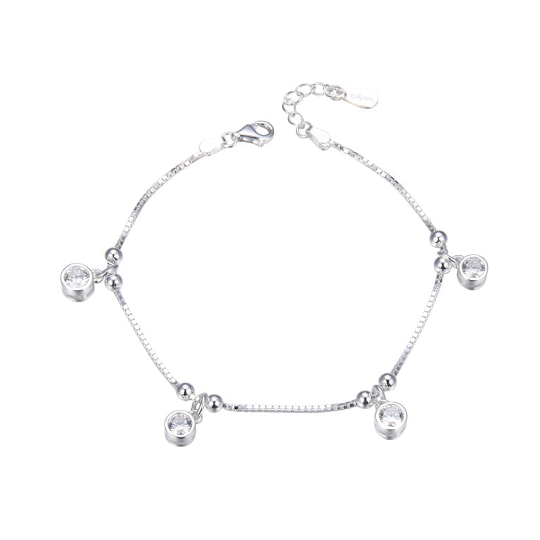 Pulsera de plata con dijes de brillantitos