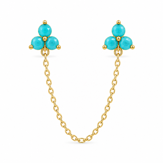 Piercing Doble Clover Turquesa