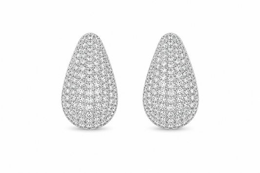 Aretes Gota Pavé Argento