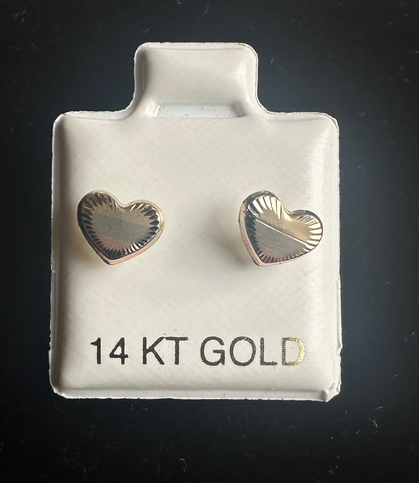 Aretes para bebes de corazon en 3 tonos de Oro de 14k